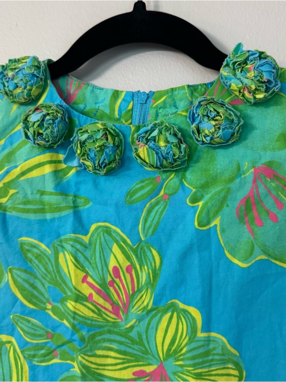 Lilly Pulitzer Girls Sleeveless Green, Blue, Pink Floral Dress Sz 10 GUC - Picture 3 of 7